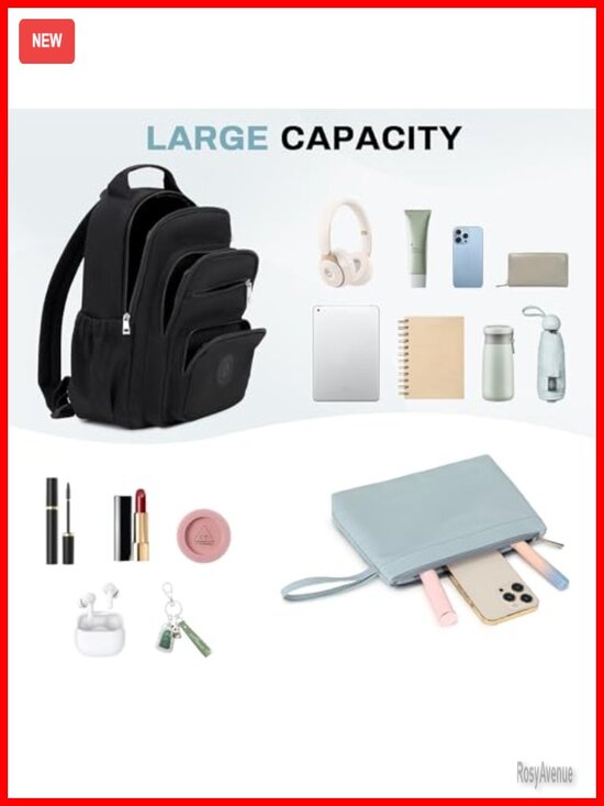 Mini Backpack for Women, 2pcs Lightweight Nylon Bookbag Purse with Wallet and main image 5
